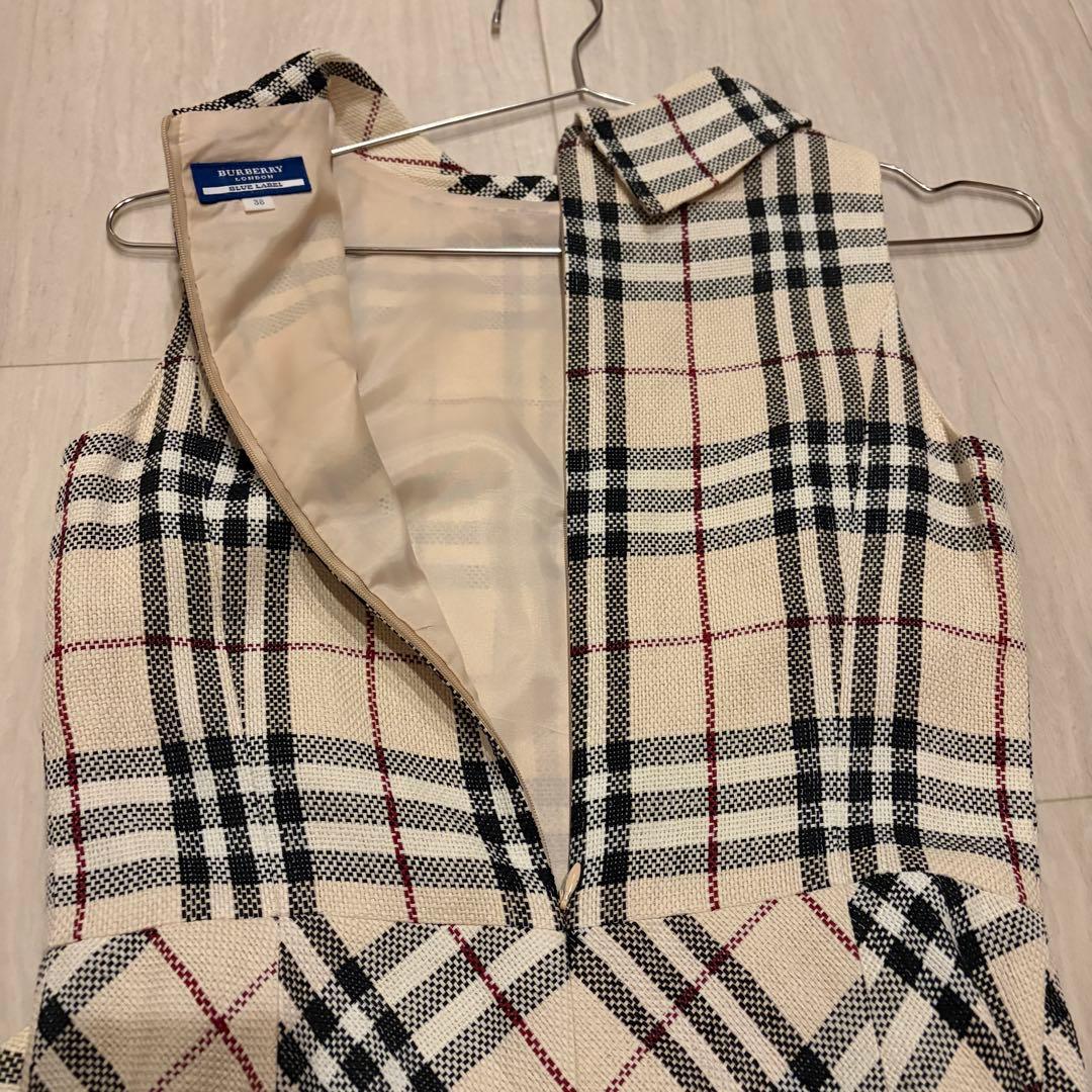 【美品】 BURBERRY ノバチェックノースリーブ ワンピース 38 M 襟付