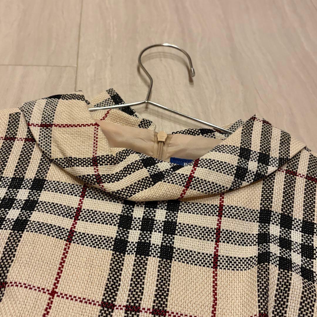 【美品】 BURBERRY ノバチェックノースリーブ ワンピース 38 M 襟付