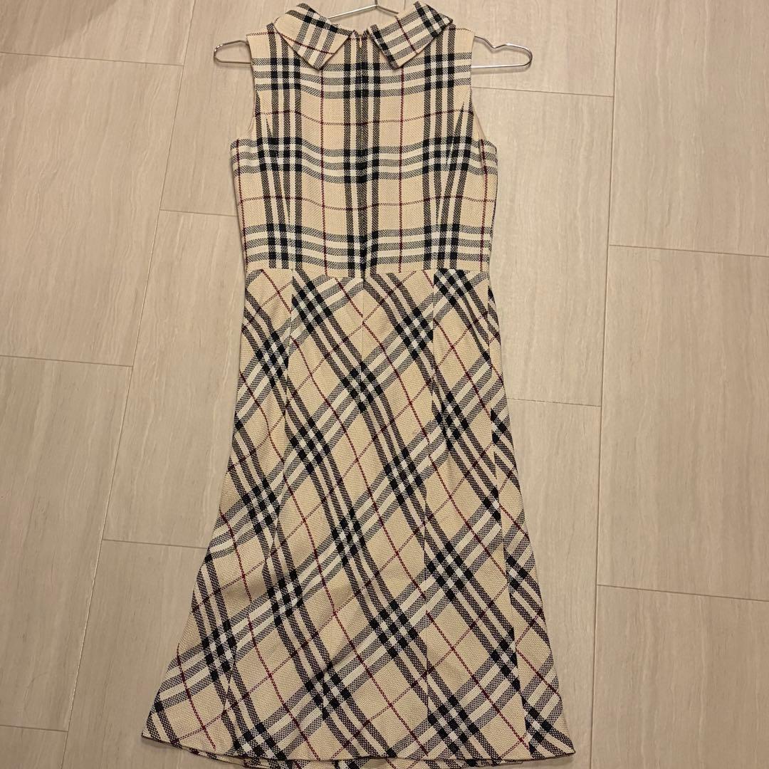 【美品】 BURBERRY ノバチェックノースリーブ ワンピース 38 M 襟付