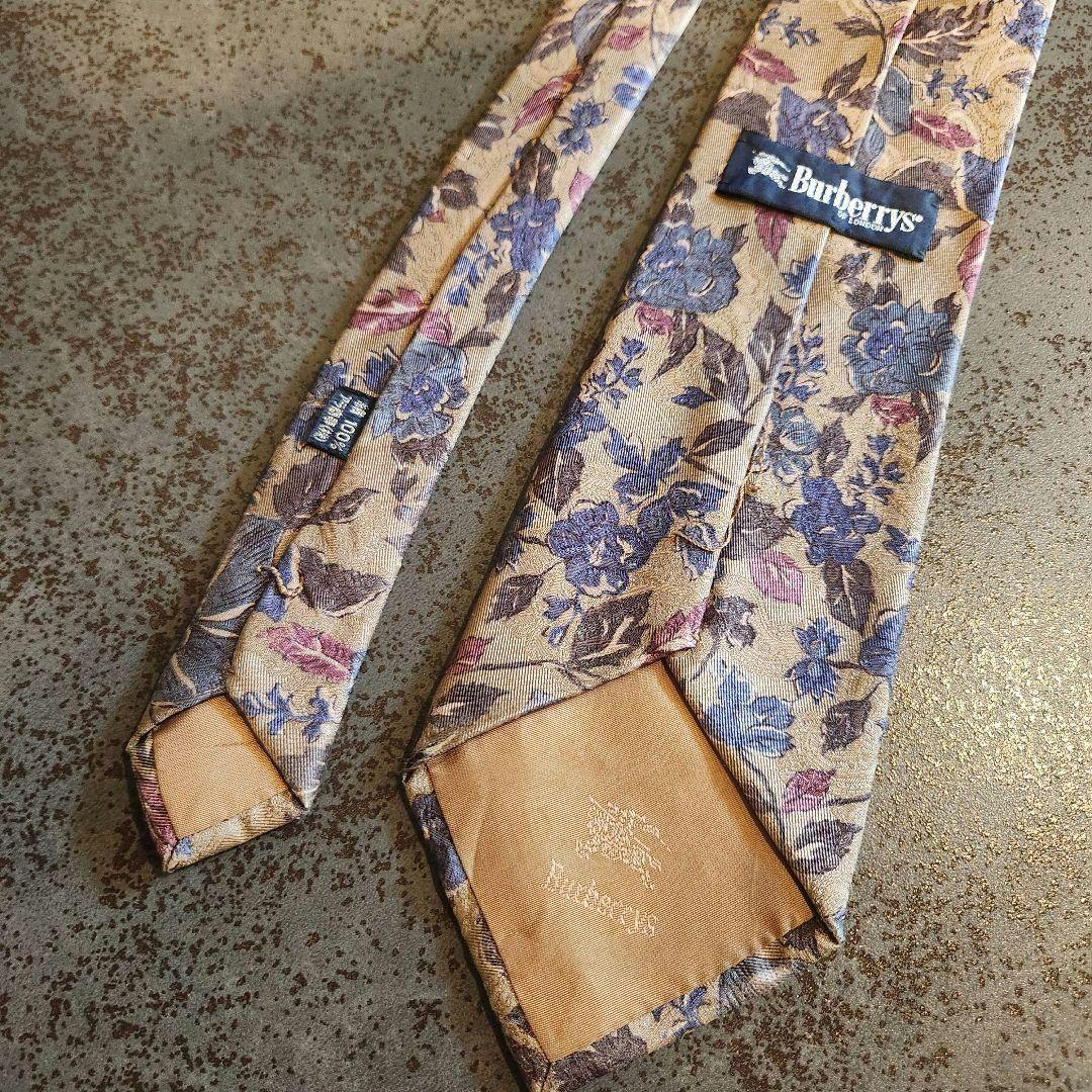 Burberry's 花柄 ネクタイ バーバリー 派手 美品 人気 ベージュ