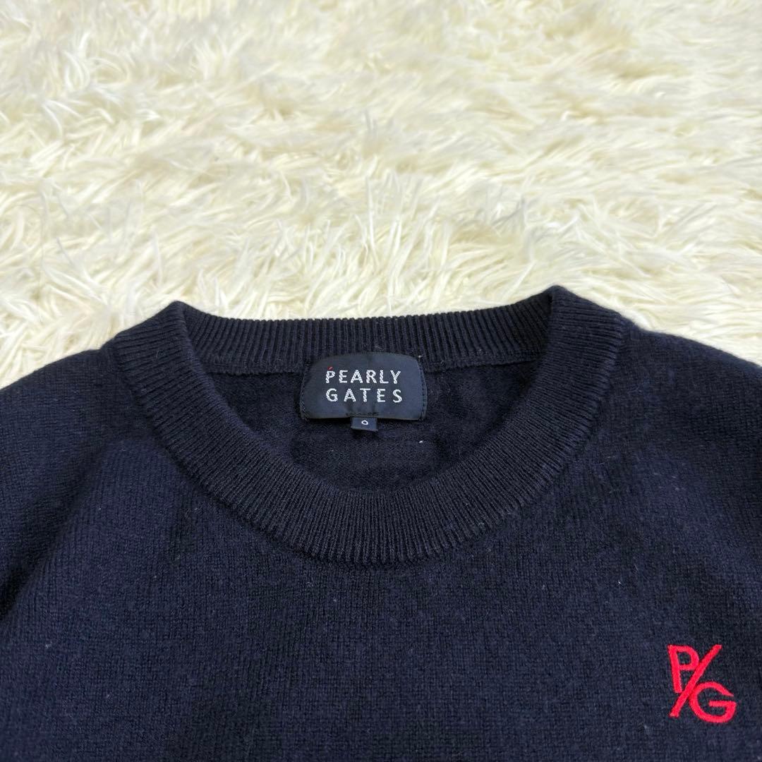 【パーリーゲイツ】美品 ニットセーター カシミヤ混 ネイビー 1 レディース