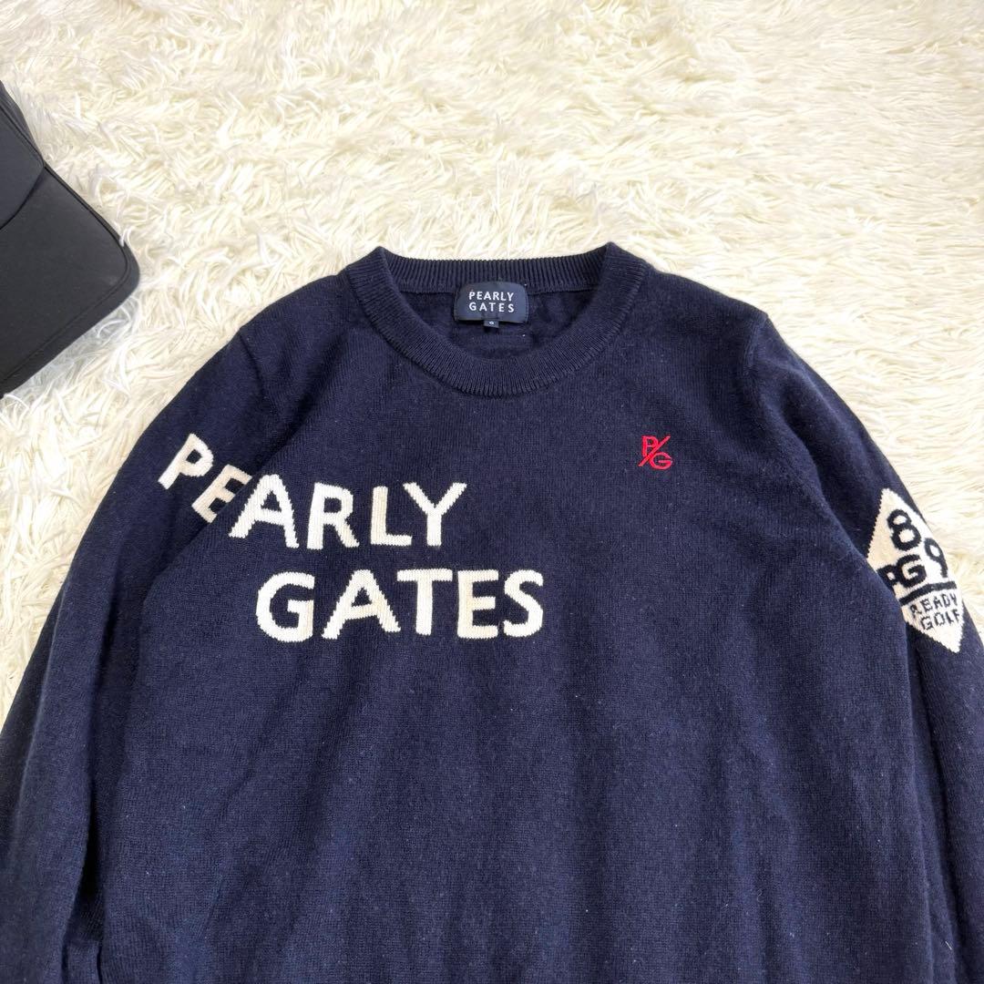【パーリーゲイツ】美品 ニットセーター カシミヤ混 ネイビー 1 レディース