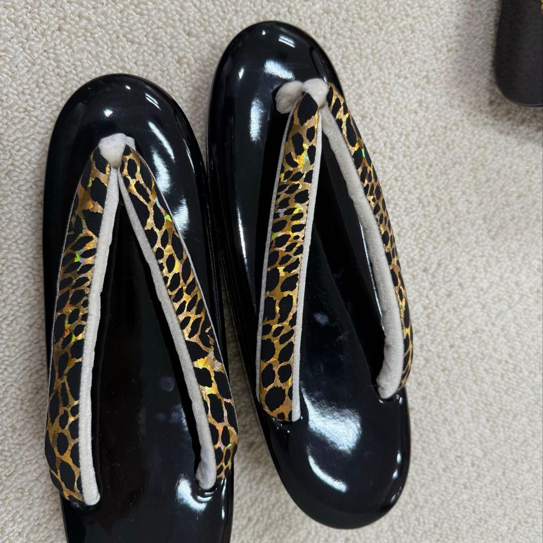 草履バックセット　草履　バック　2点セット　黒　ゴールド