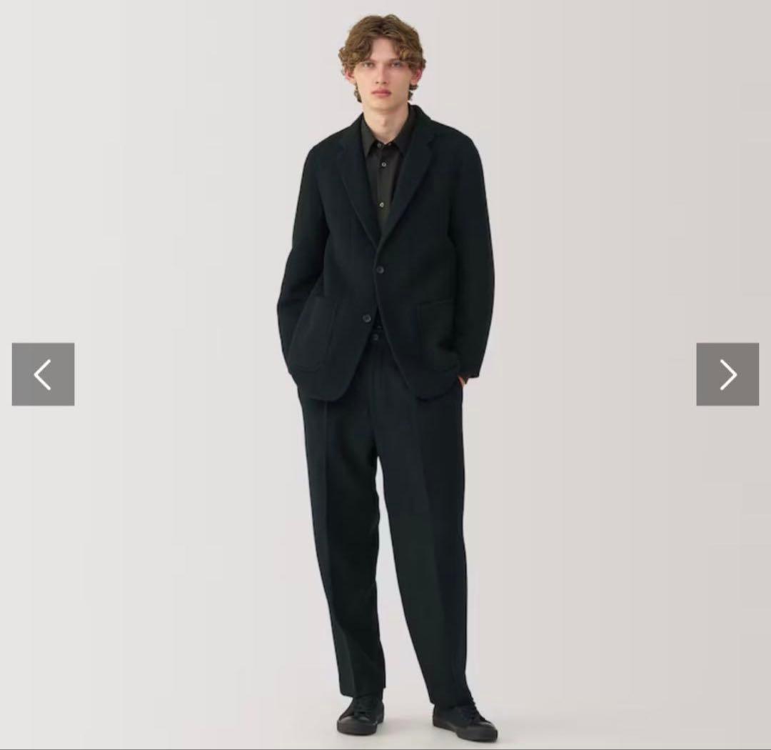 【新品】MUJI Laboカシミヤ混タックパンツ ブラック　S