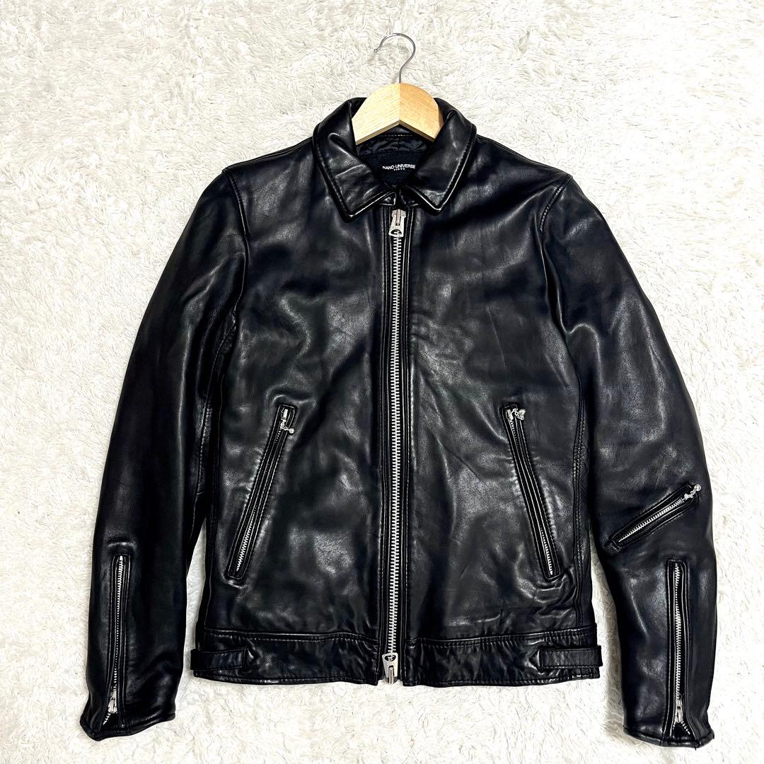 ✨美品✨ナノユニバース レザージャケット ライダース 羊革 サーモライト