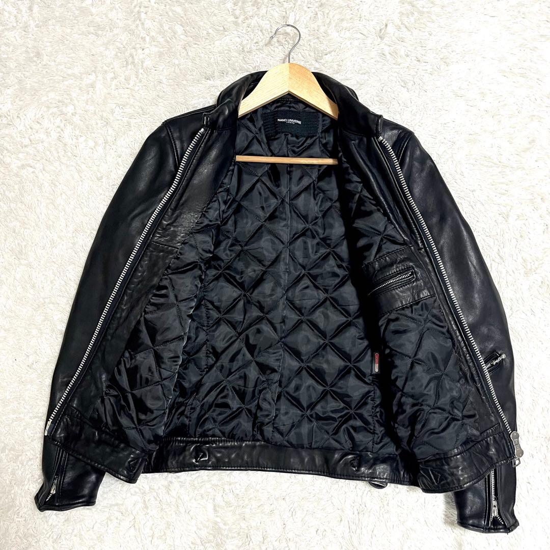 ✨美品✨ナノユニバース レザージャケット ライダース 羊革 サーモライト