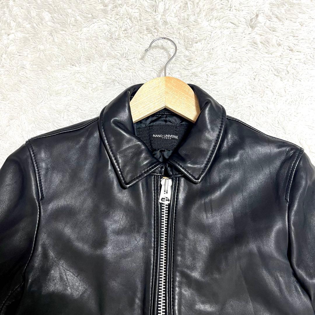 ✨美品✨ナノユニバース レザージャケット ライダース 羊革 サーモライト