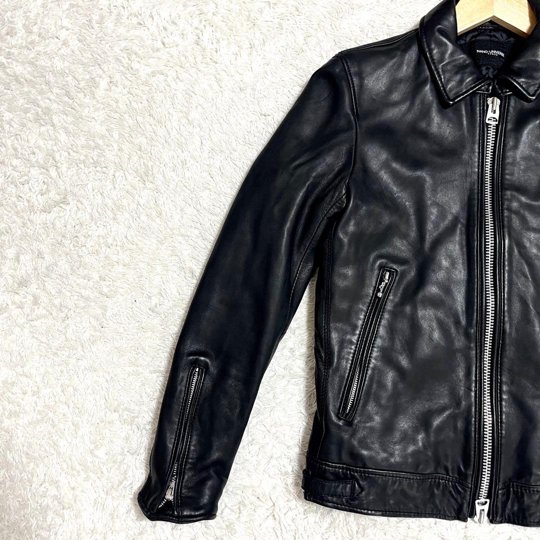 ✨美品✨ナノユニバース レザージャケット ライダース 羊革 サーモライト