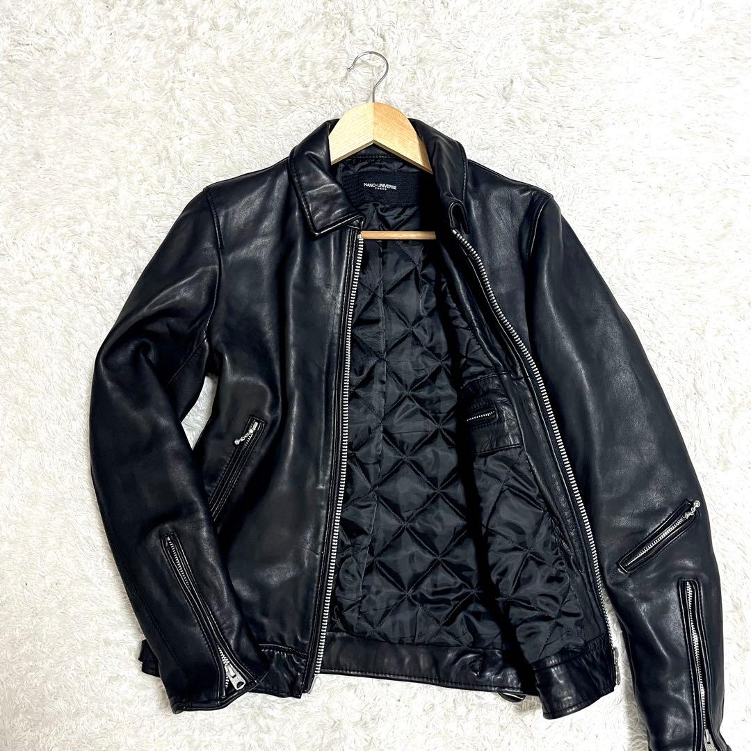 ✨美品✨ナノユニバース レザージャケット ライダース 羊革 サーモライト