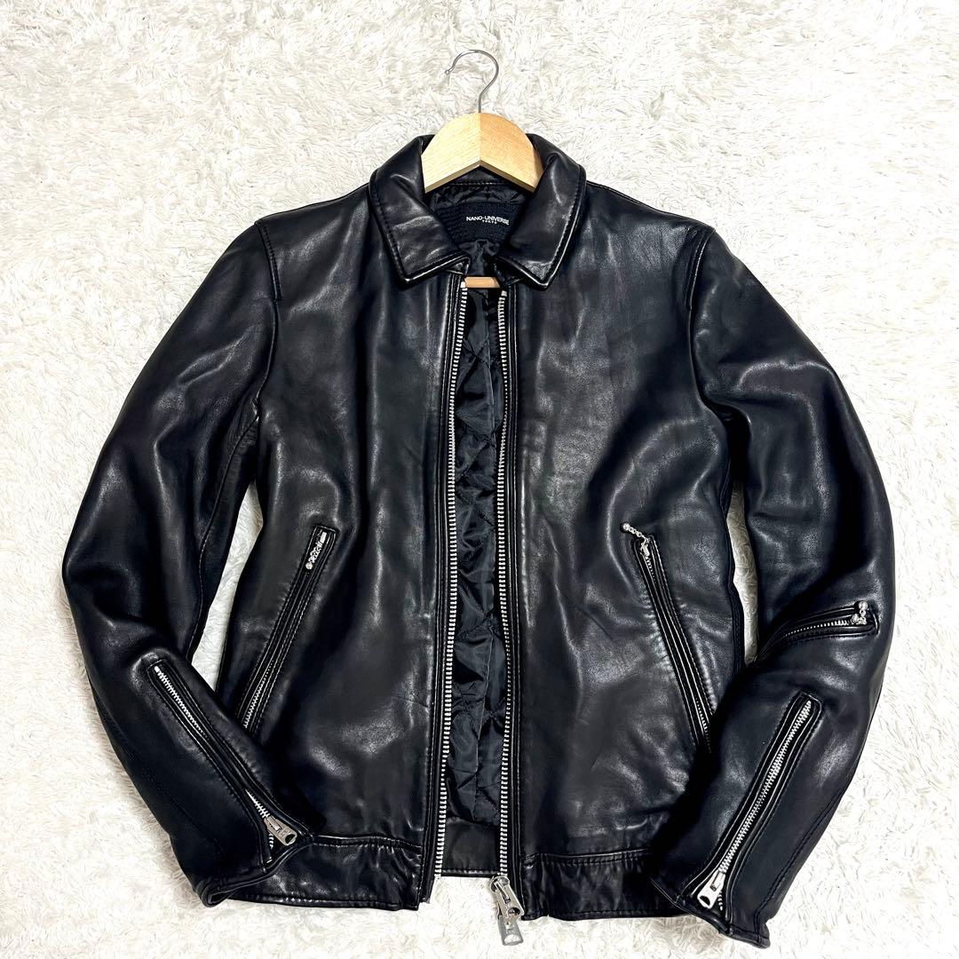 ✨美品✨ナノユニバース レザージャケット ライダース 羊革 サーモライト