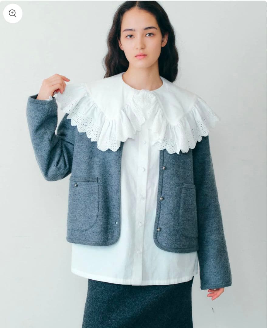 SHINZONE シンゾーン LACE COLLAR BLOUSE WHITE
