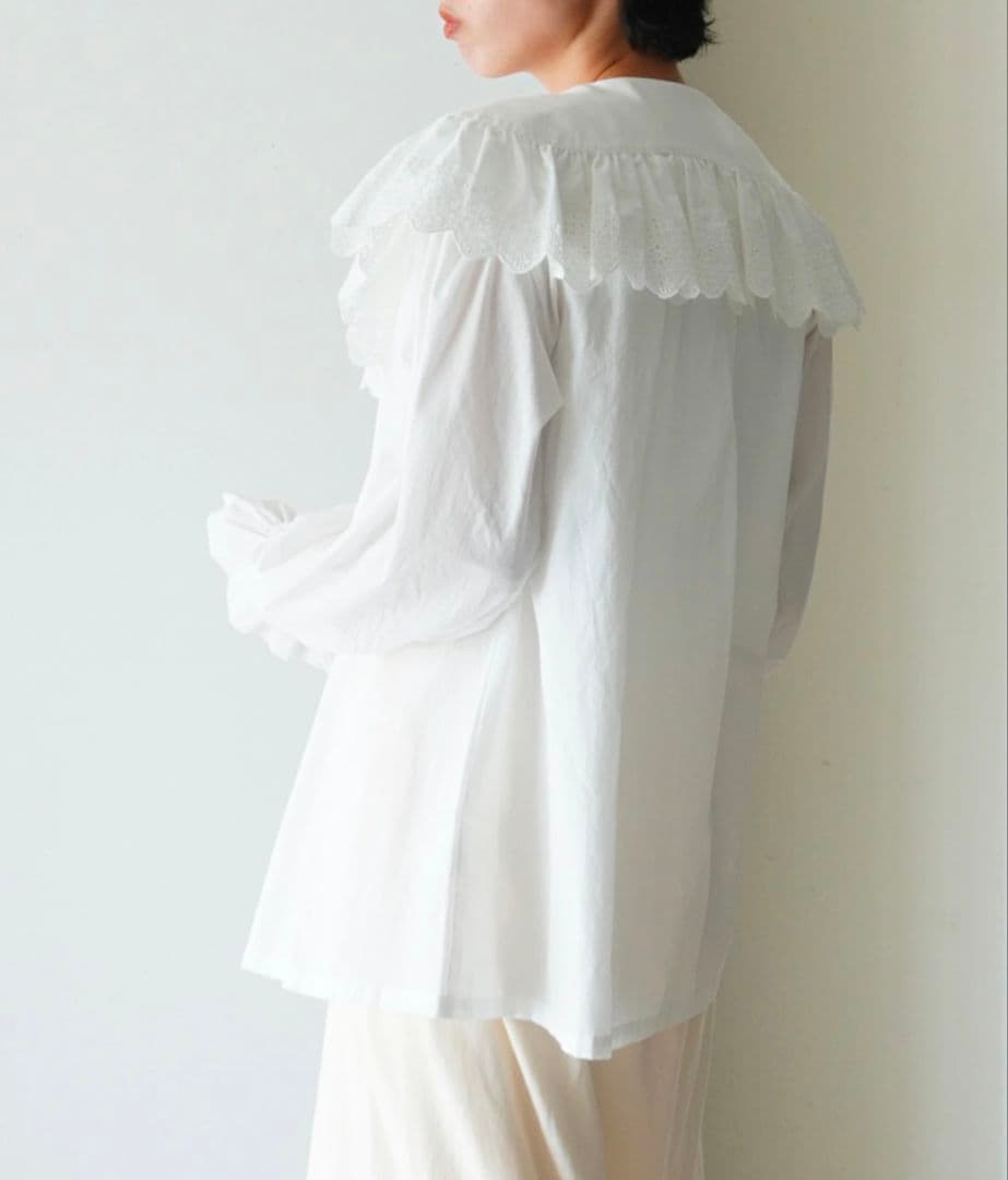 SHINZONE シンゾーン LACE COLLAR BLOUSE WHITE