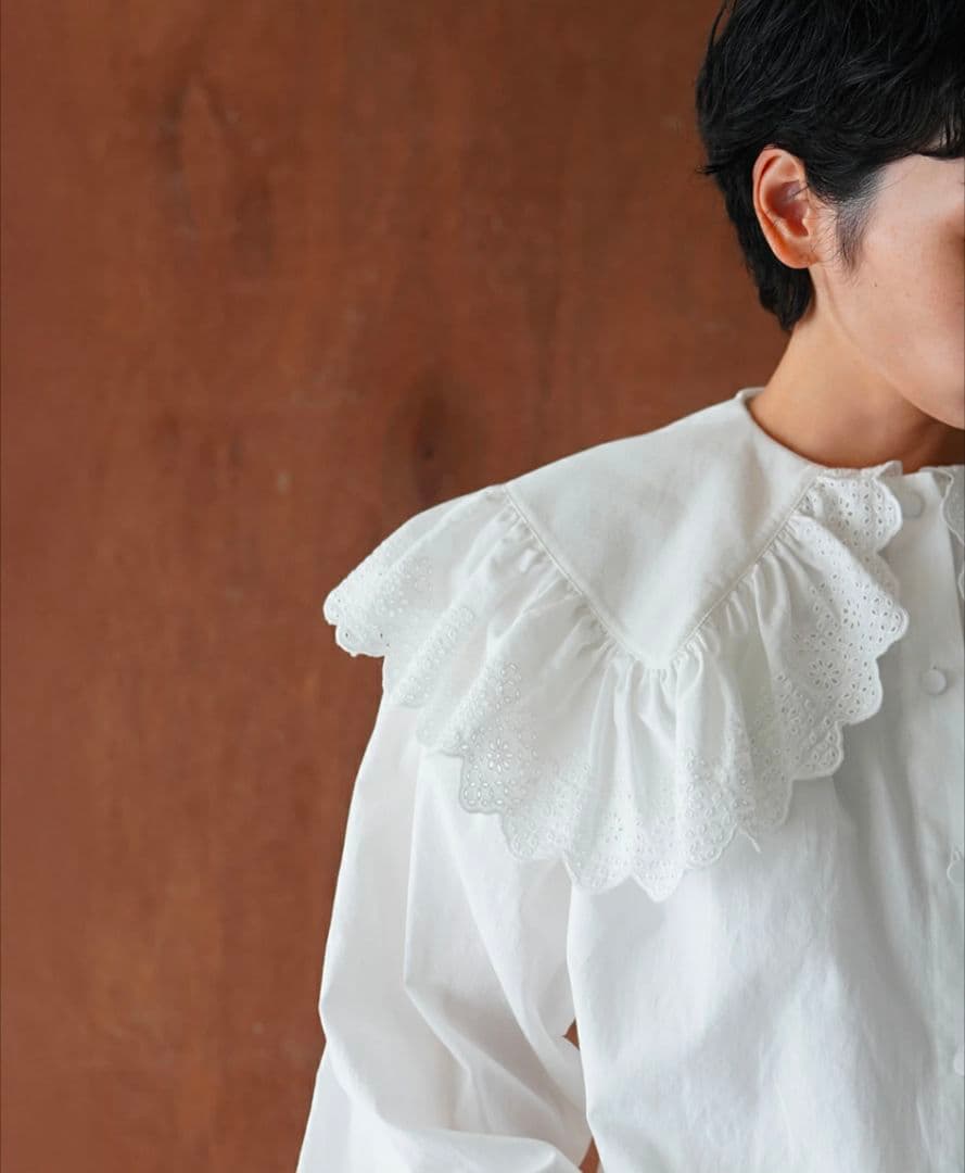 SHINZONE シンゾーン LACE COLLAR BLOUSE WHITE