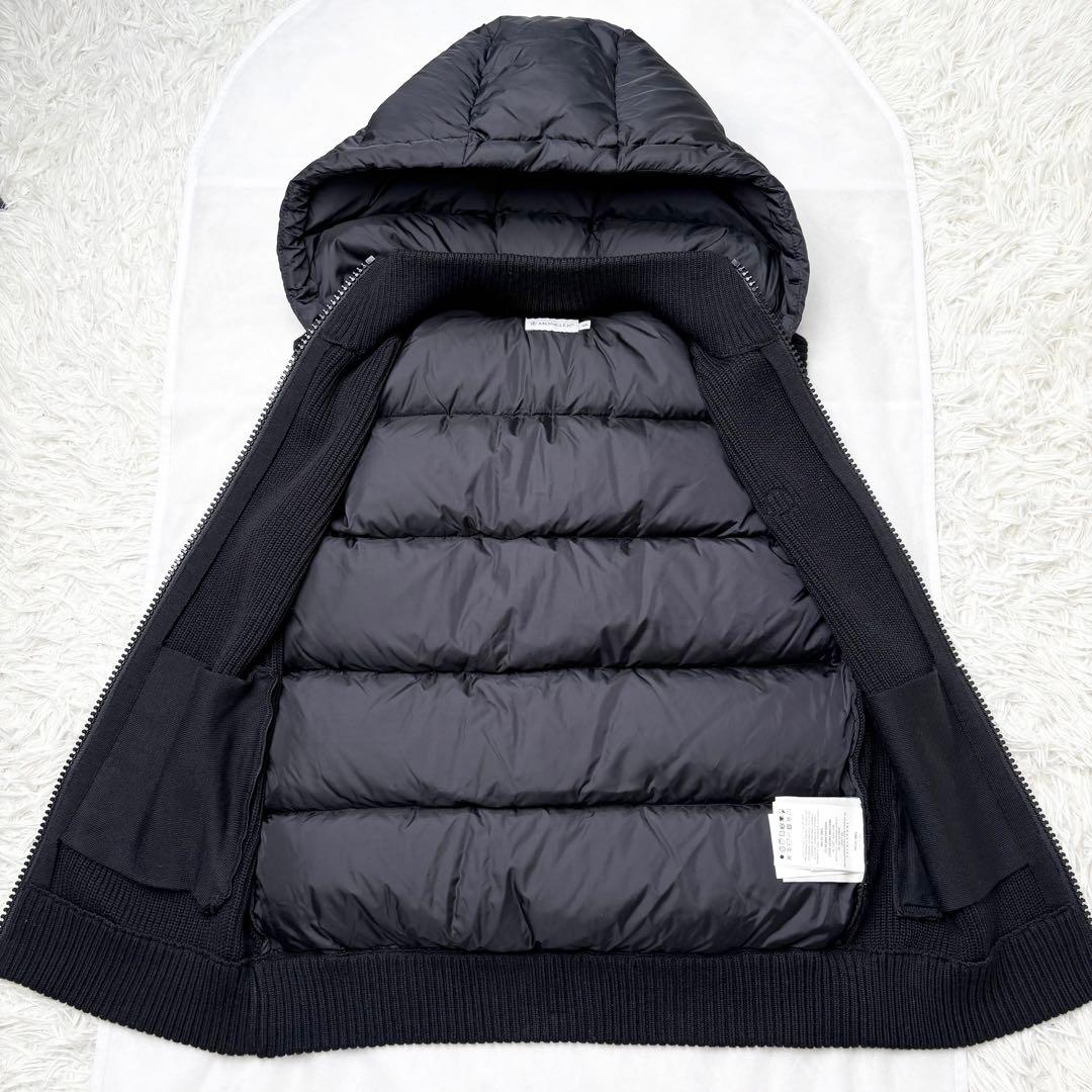 MONCLER ハイブリッド ダウンベスト ジレ ニット フード 男女兼用 黒