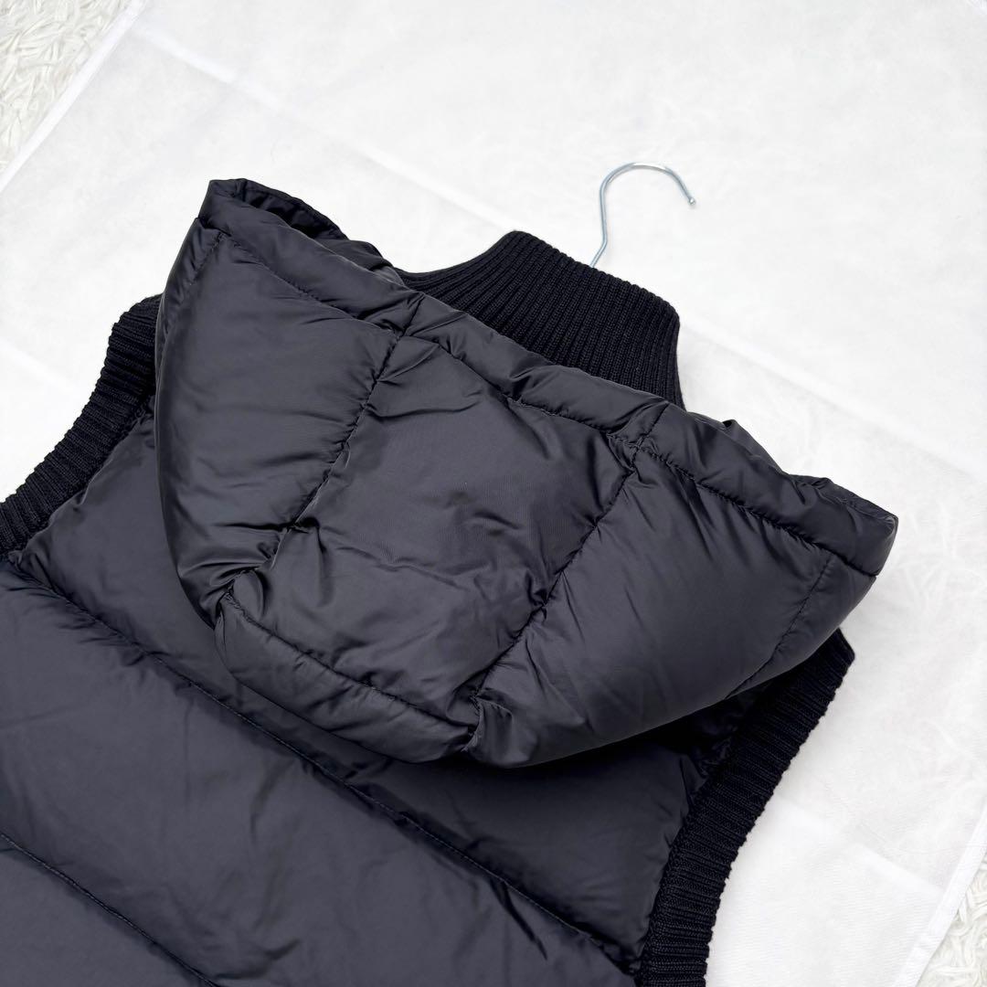MONCLER ハイブリッド ダウンベスト ジレ ニット フード 男女兼用 黒