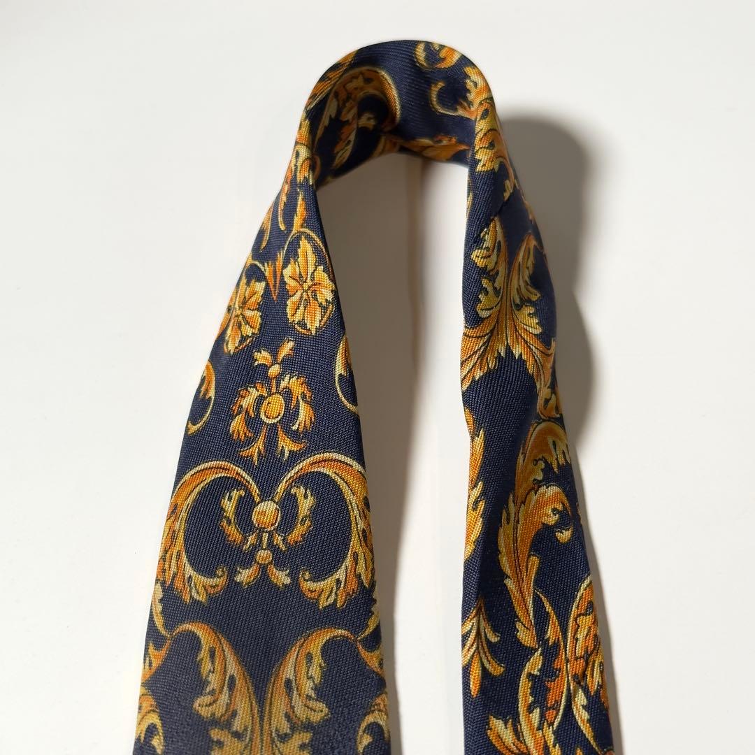 【美品】 Dior ディオール 花柄 イエロー×ネイビー ネクタイ