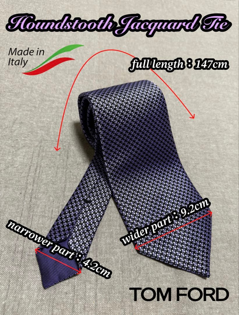【新品】TOM FORD／トムフォード／ハウンドトゥース／ジャガードタイ／千鳥柄