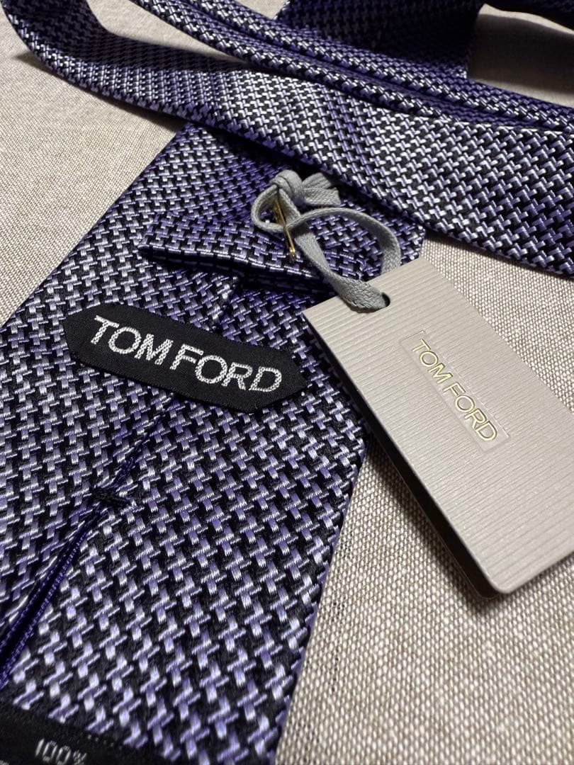 【新品】TOM FORD／トムフォード／ハウンドトゥース／ジャガードタイ／千鳥柄