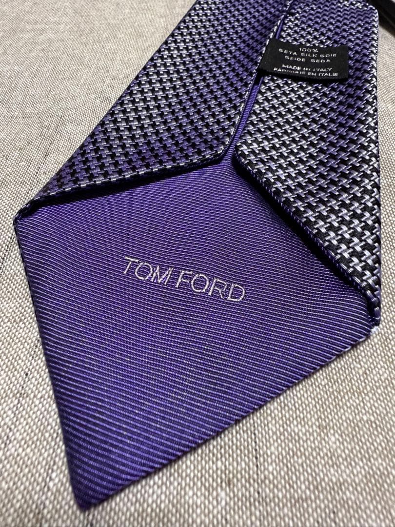 【新品】TOM FORD／トムフォード／ハウンドトゥース／ジャガードタイ／千鳥柄