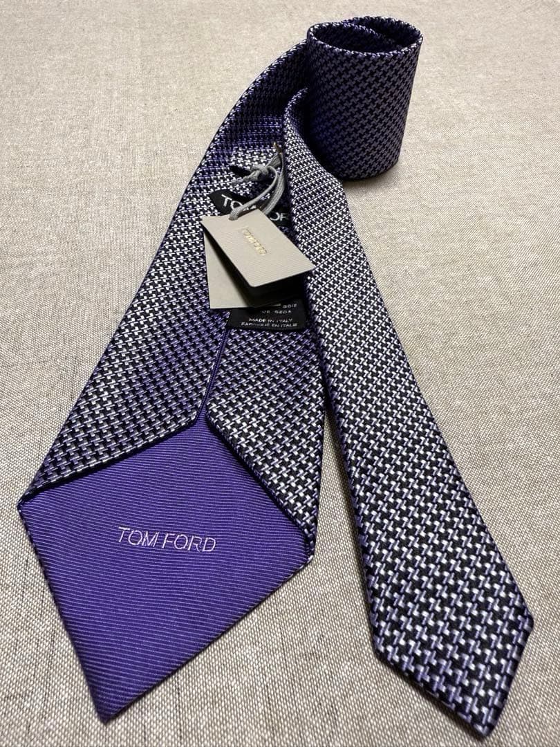 【新品】TOM FORD／トムフォード／ハウンドトゥース／ジャガードタイ／千鳥柄