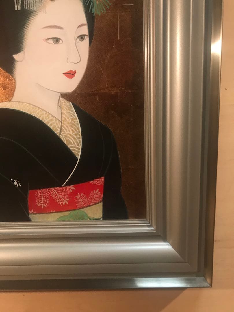 倉田冨美　「舞妓」　日本画６号　直筆サイン・落款・共シール有り