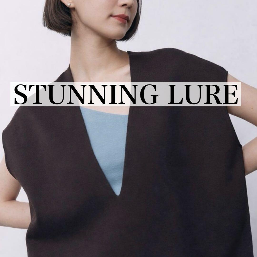 STUNNING LURE Vネックオーバーニットベスト　ブラック