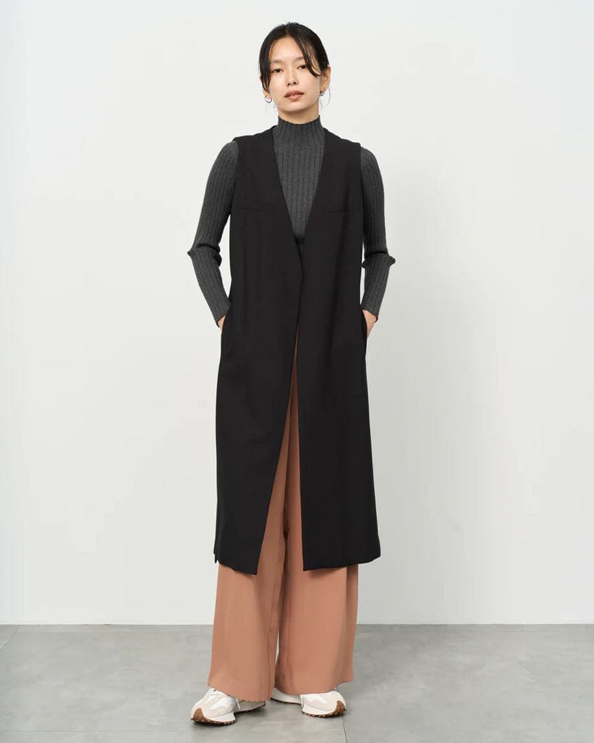 美品！完売品！ SOEJU ソージュ ウールライクロングジレ チャコール