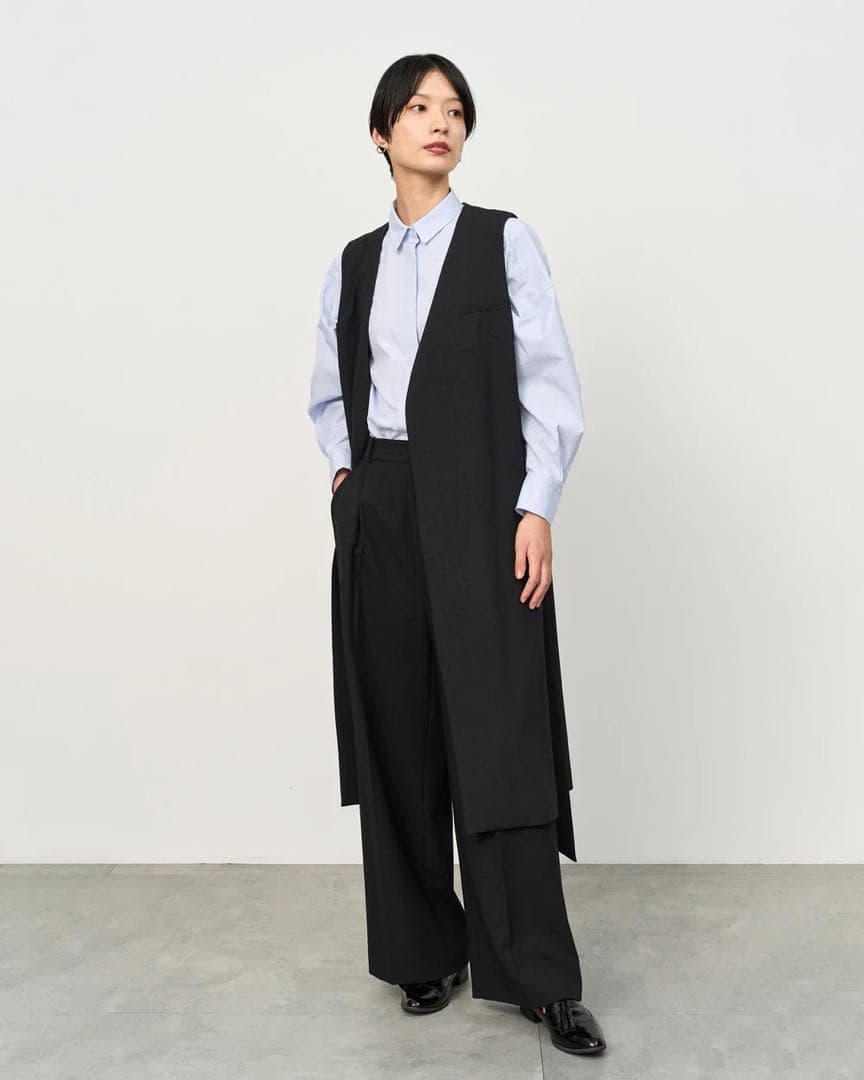 美品！完売品！ SOEJU ソージュ ウールライクロングジレ チャコール