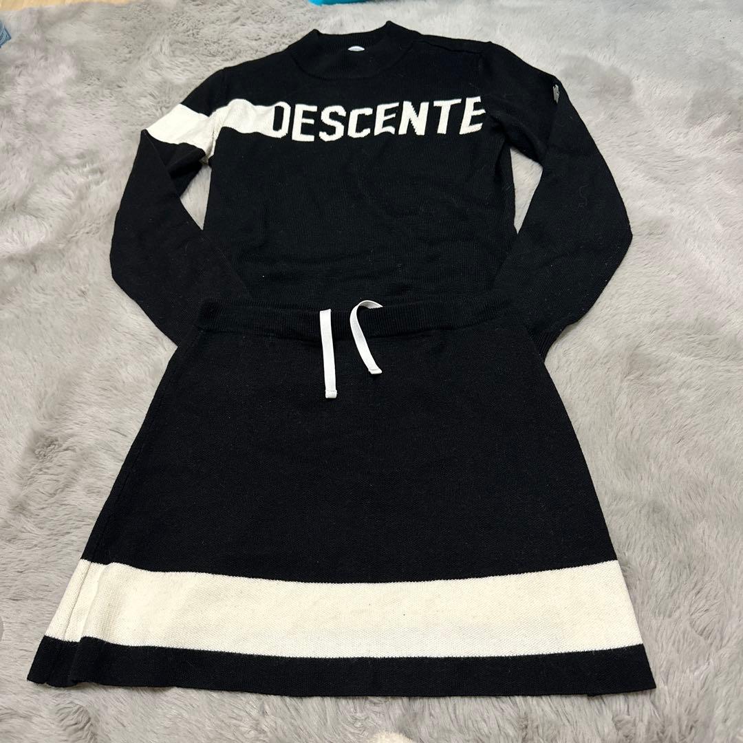 DESCENTE ニットセットアップ　 ブラック/ホワイト