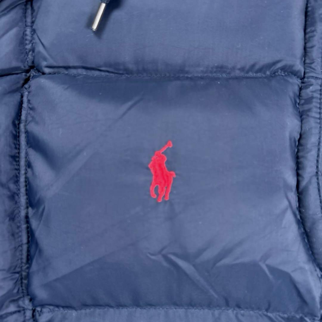✨2WAY・肉厚✨ラルフローレン　ダウンベスト　ポニー刺繍　チェック切替　紺　Ｌ