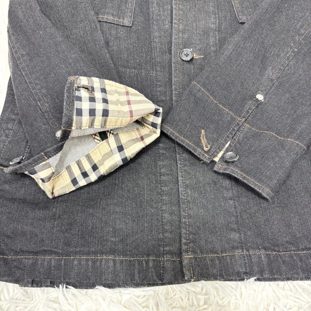 未使用級！BURBERRY LONDON ノバチェック デニム カバーオール M