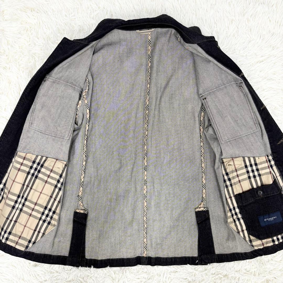 未使用級！BURBERRY LONDON ノバチェック デニム カバーオール M