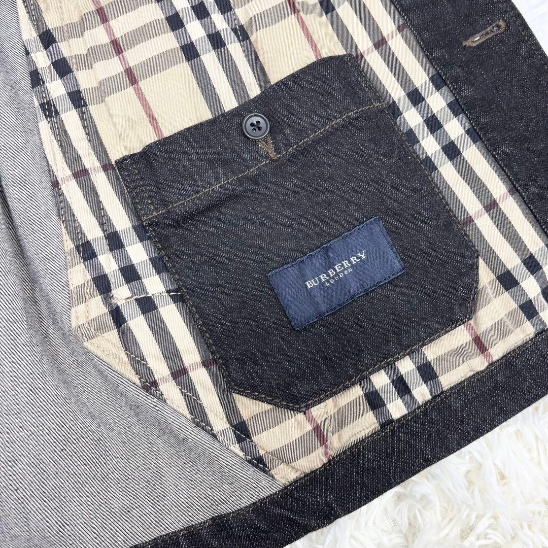 未使用級！BURBERRY LONDON ノバチェック デニム カバーオール M