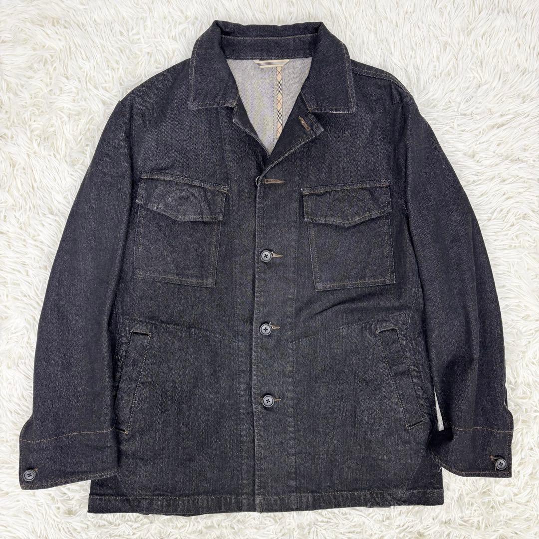 未使用級！BURBERRY LONDON ノバチェック デニム カバーオール M