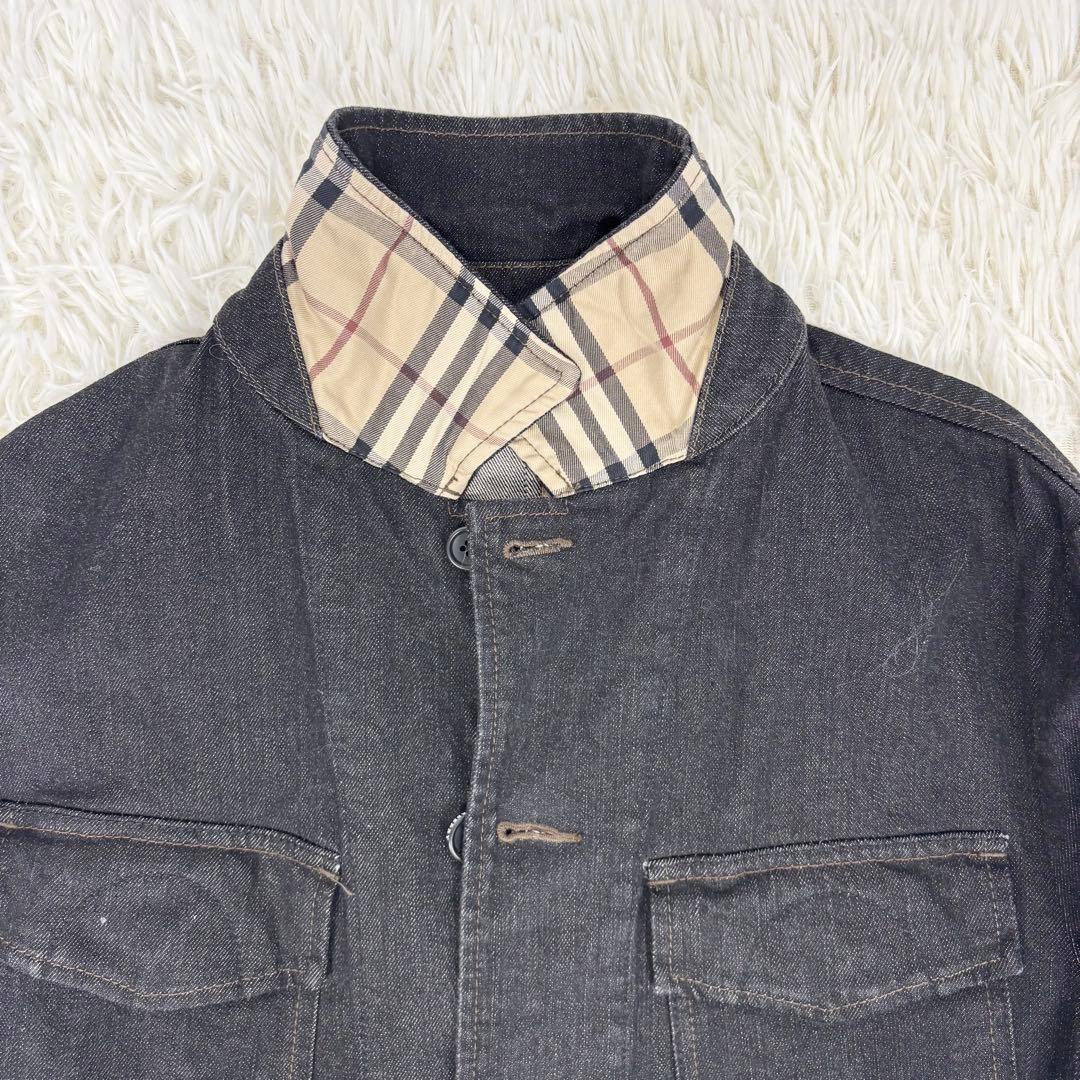 未使用級！BURBERRY LONDON ノバチェック デニム カバーオール M