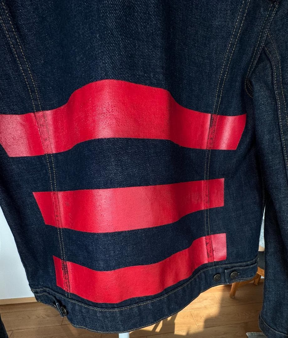 HELMUT LANG Re-edition赤ペンキペイントデニムジャケット