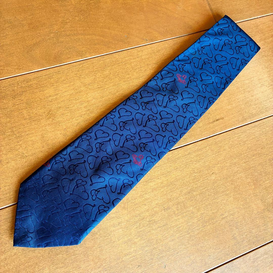 【美品】ヴィヴィアンウェストウッド オーブロゴ ハート シルクネクタイ