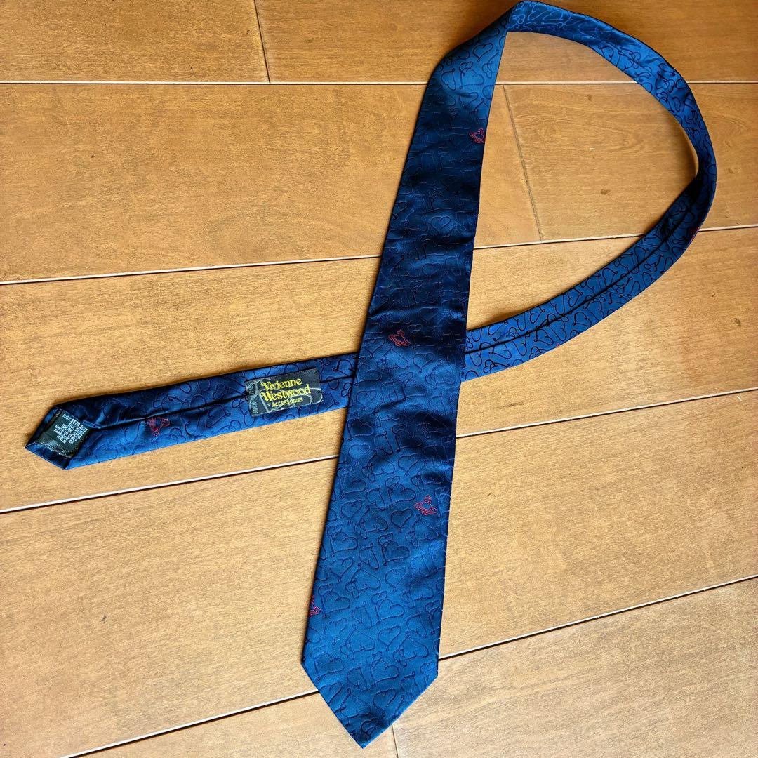 【美品】ヴィヴィアンウェストウッド オーブロゴ ハート シルクネクタイ