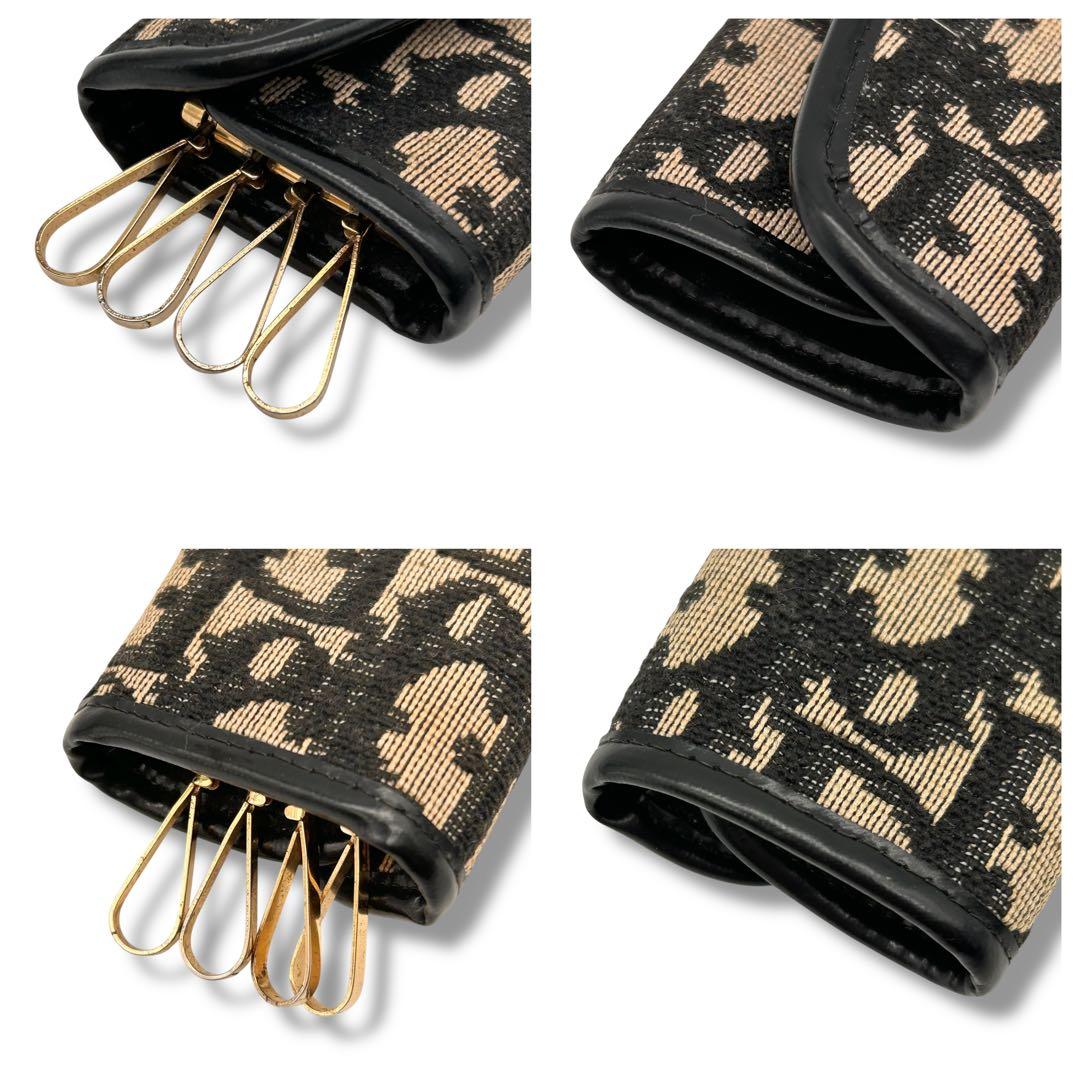 【大人気】ディオール　キーケース　4連リング　トロッター　良品　ベージュ×黒