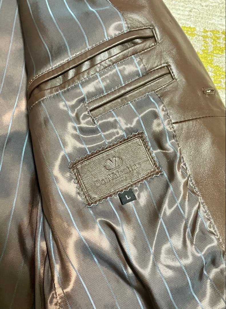 未使用級★DAN VALENTINO レザー テーラードジャケット 馬革 茶