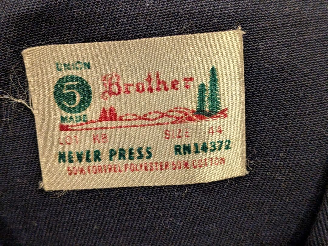 美品 5 brother ワークジャケット60s チェーン刺繍入り ネイビー