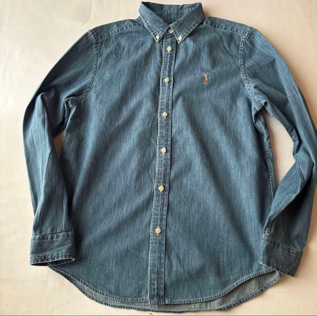 B417新品レディース可能RalphLaurenダンガリーシャツUSボーイズXL