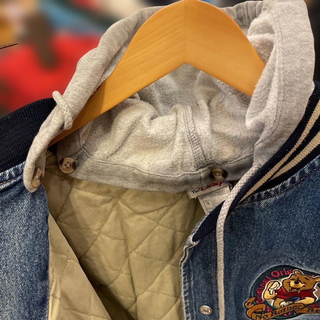 Pooh denim blouson jacket プーさん　フード付きLサイズ