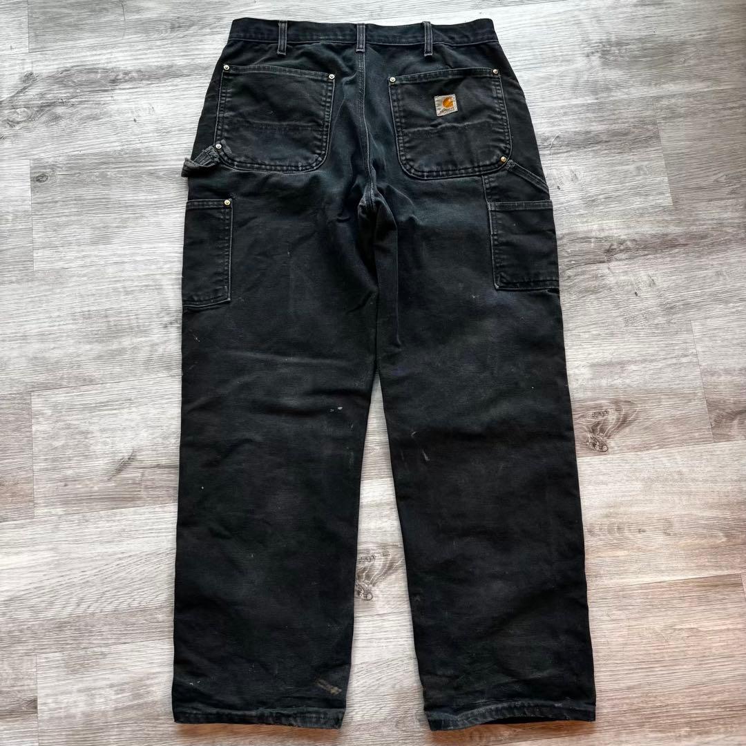 【USA製】Carhartt B01 BLKダブルニー33×30 ペンキ#607