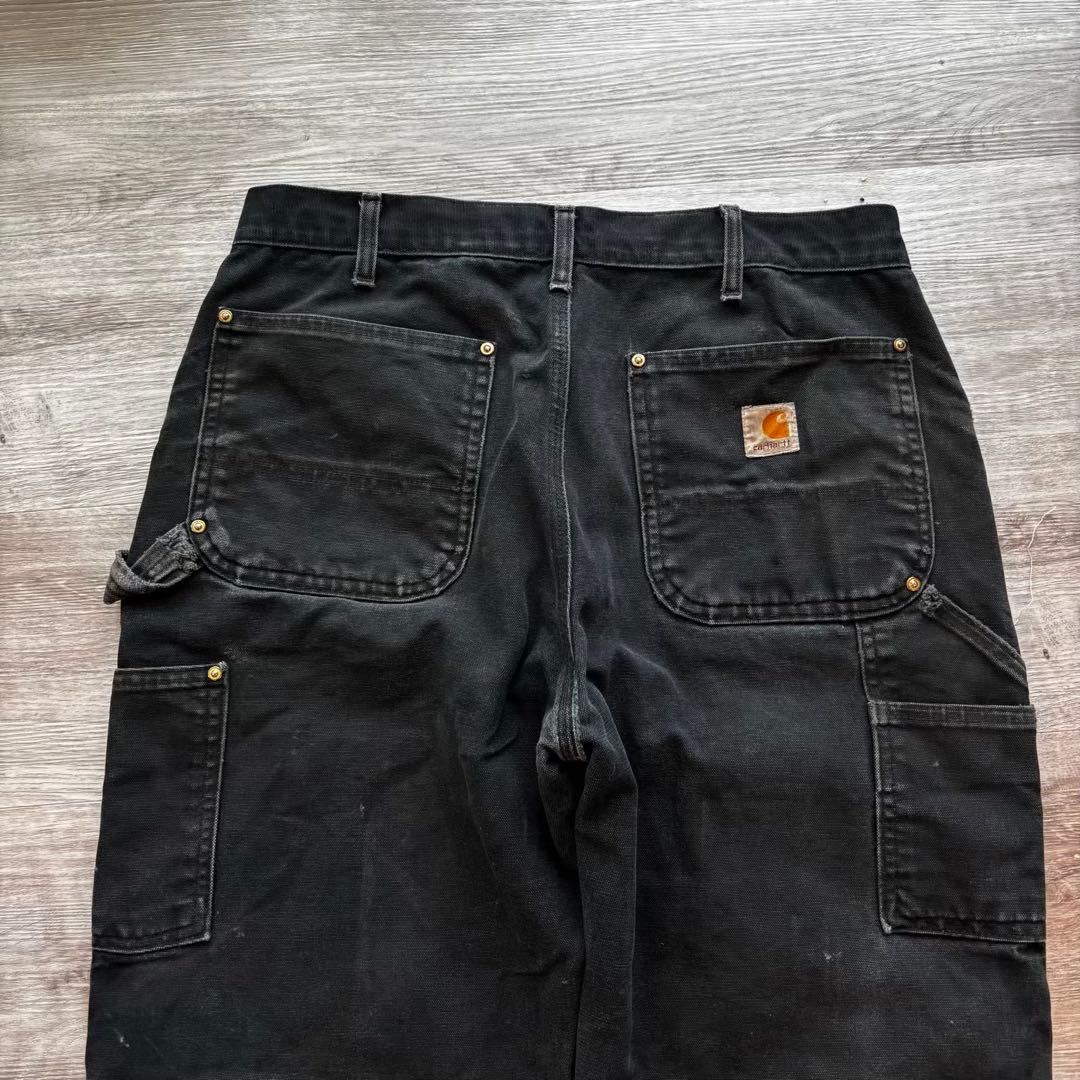 【USA製】Carhartt B01 BLKダブルニー33×30 ペンキ#607