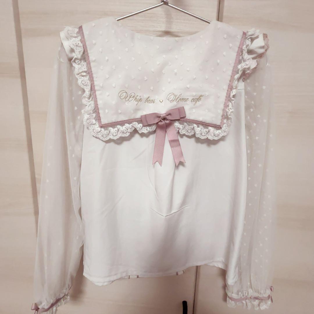 ❤︎ リズリサ ダブルハートセーラーブラウス ピンク ❤︎