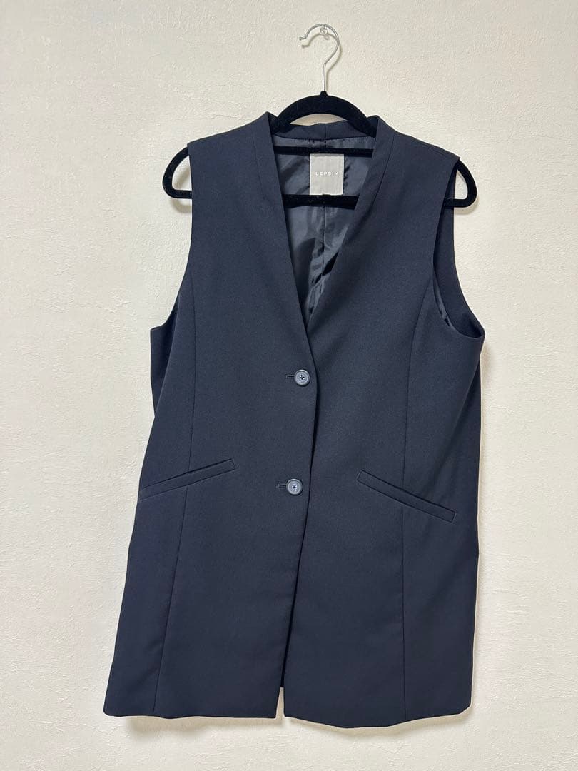 ♡LEPSIM ロングジレ+ワイドパンツセット　ネイビー