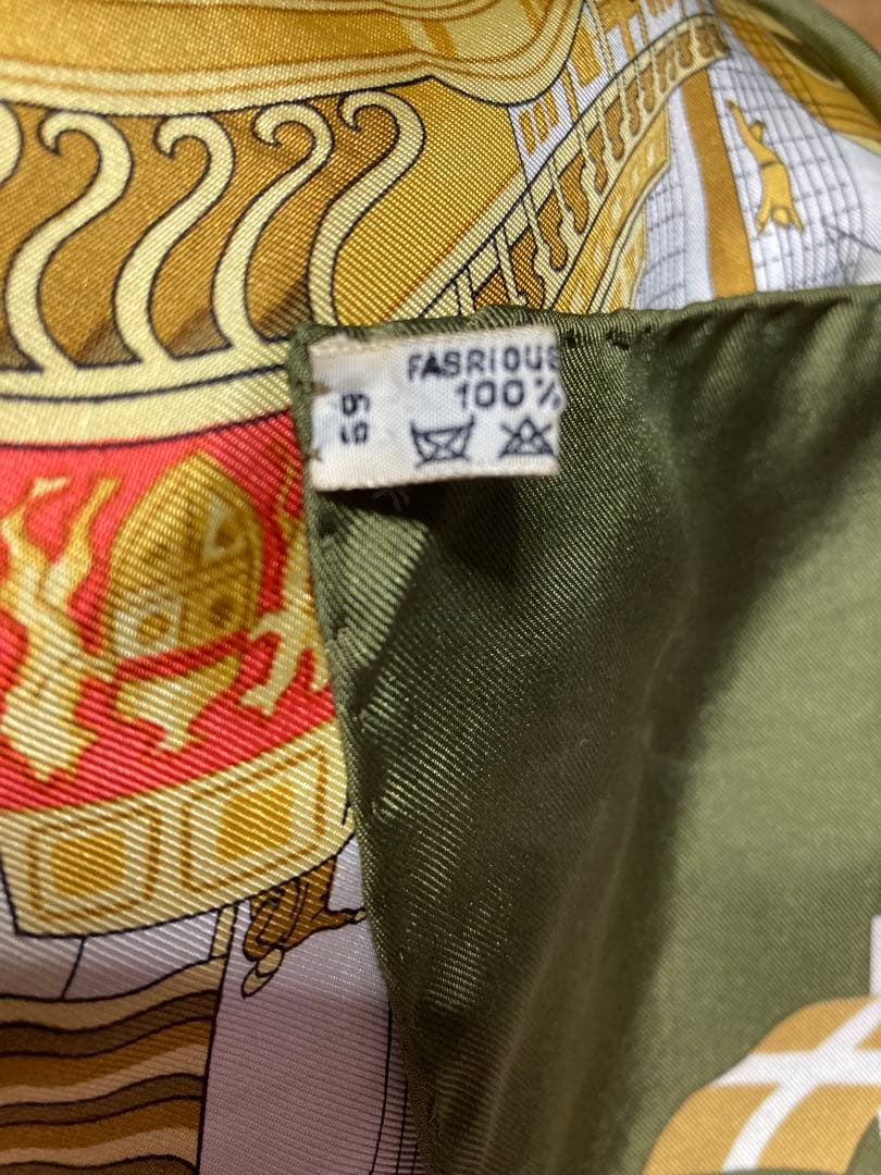 HERMÈS 船デザイン シルクスカーフ