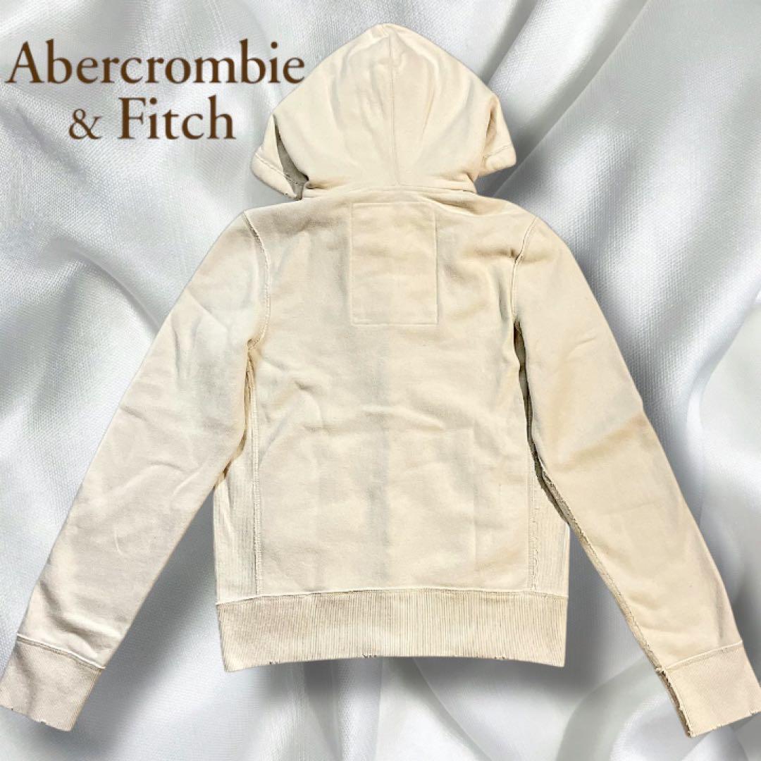 Abercrombie&Fitch 白 ジップパーカー 刺繍 Y2K アバクロ