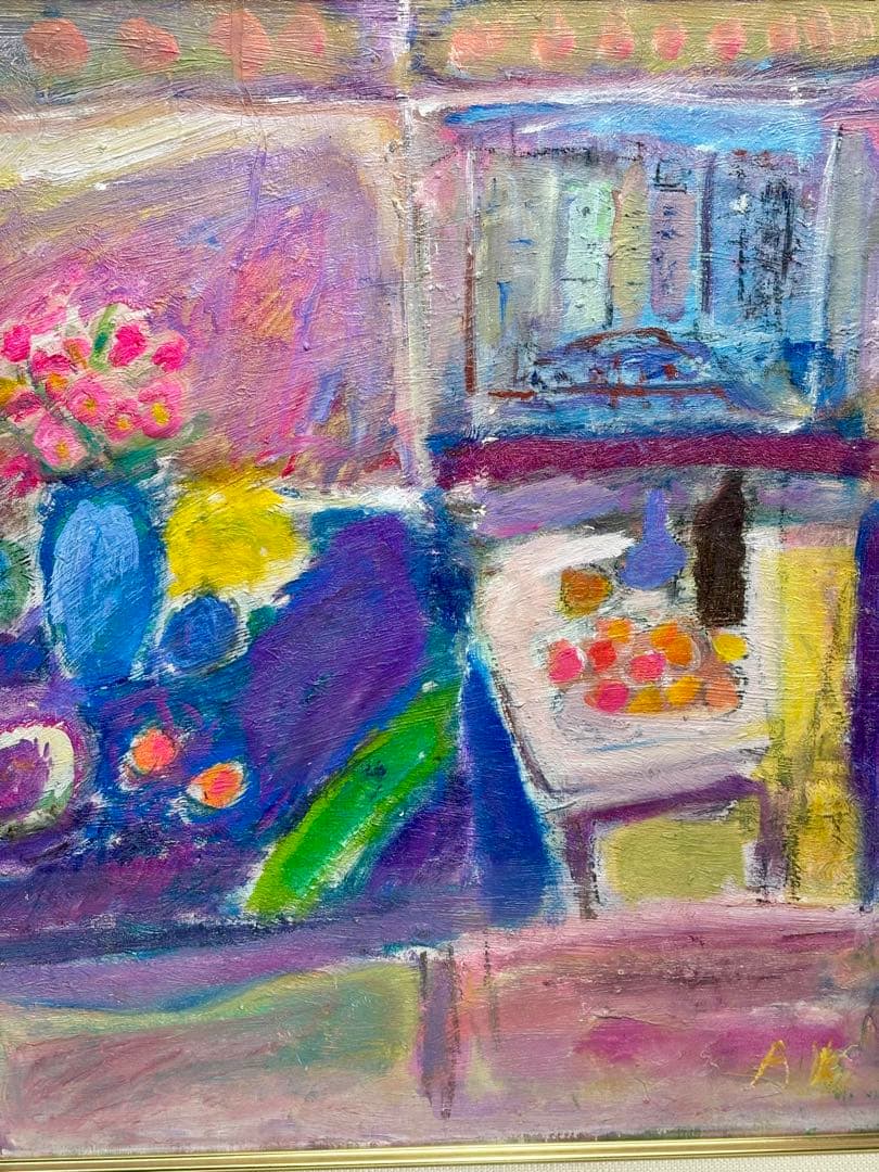 #油彩画 抽象静物画 額装作品